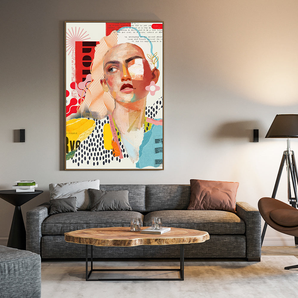 Vivid Collage Portrait - Bold And Modern Expression Canvas Wall Art