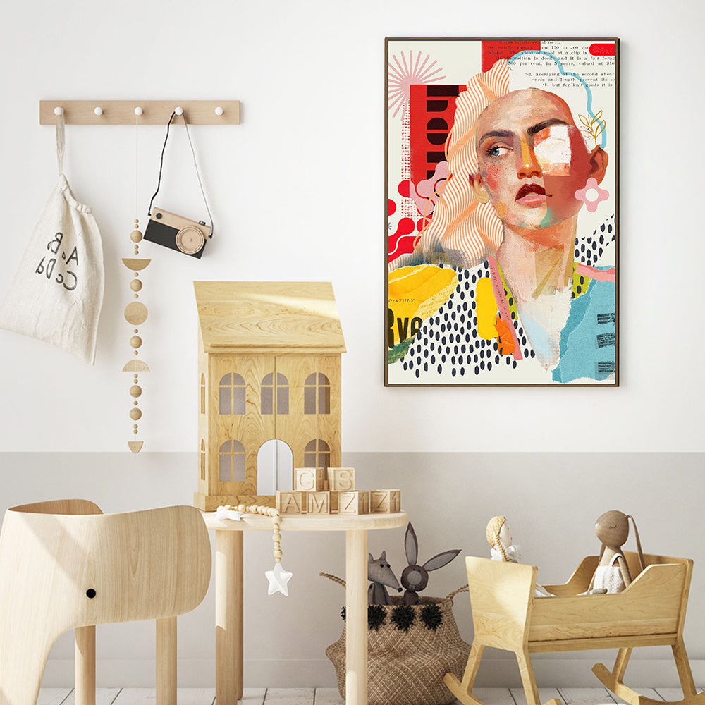 Vivid Collage Portrait - Bold And Modern Expression Canvas Wall Art