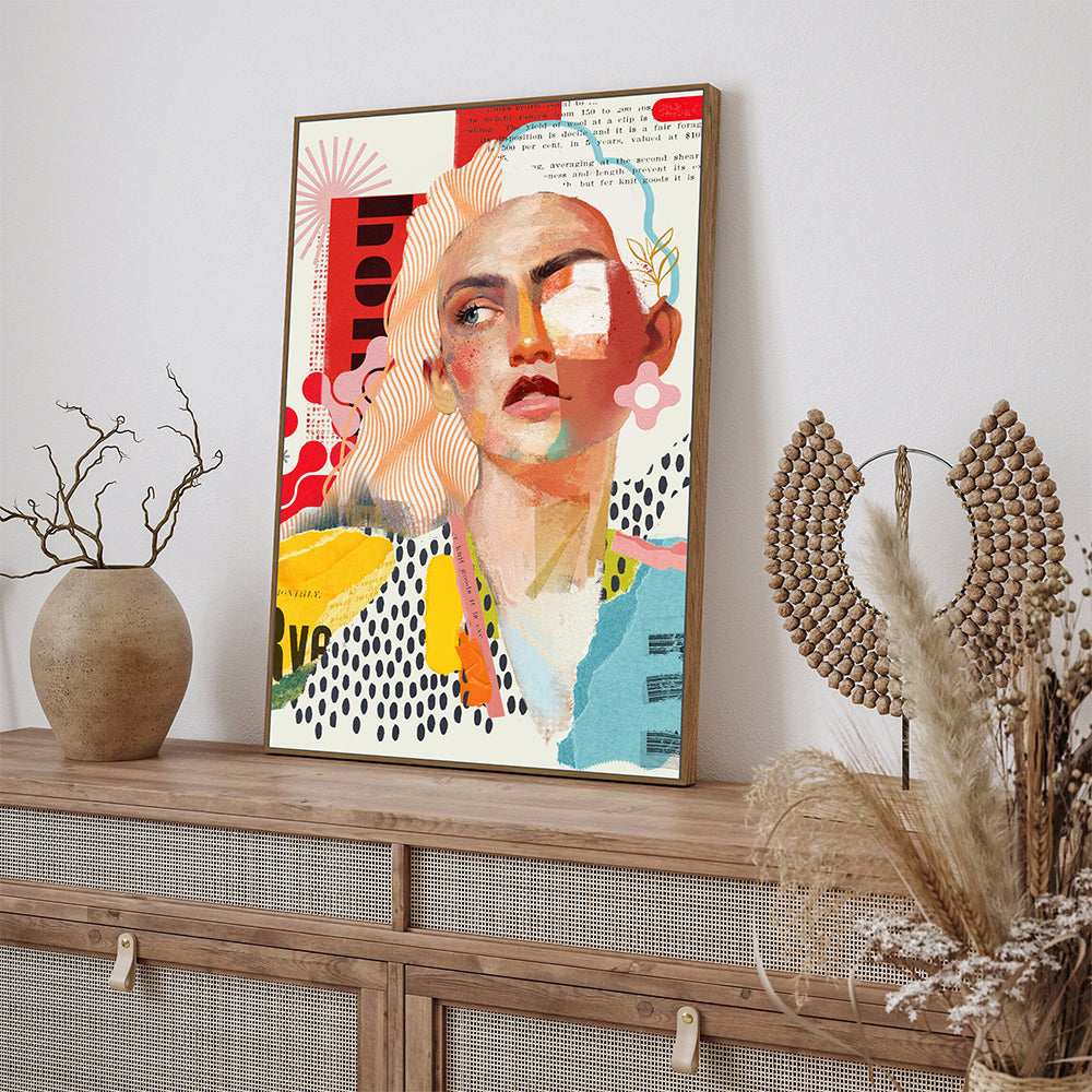 Vivid Collage Portrait - Bold And Modern Expression Canvas Wall Art