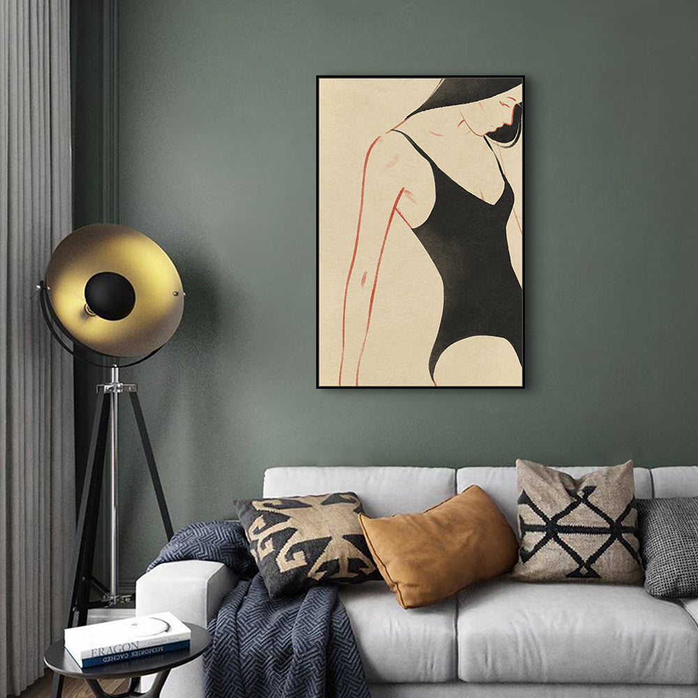 Minimalist Black Swimsuit- Chic And Elegant Canvas Wall Art