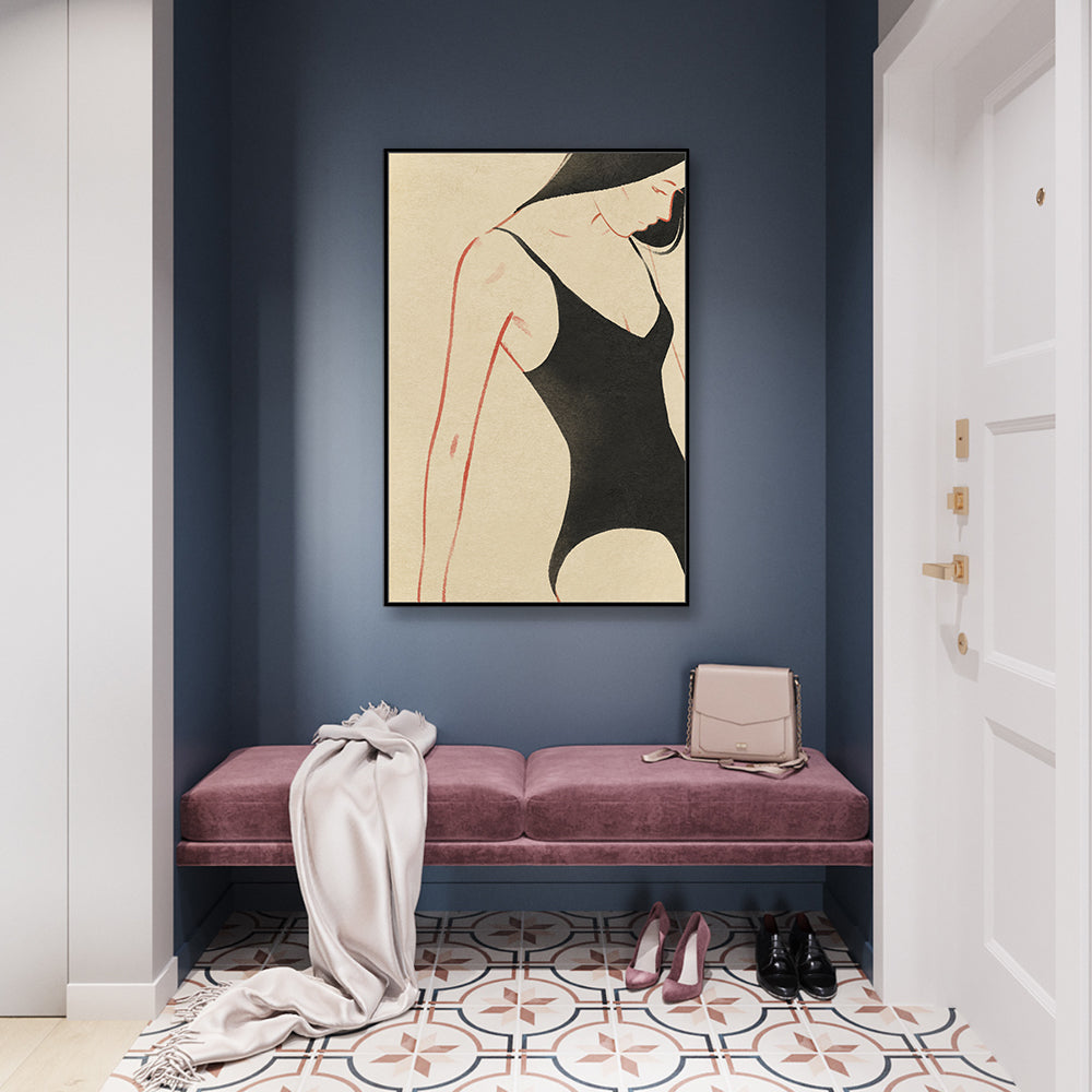 Minimalist Black Swimsuit- Chic And Elegant Canvas Wall Art