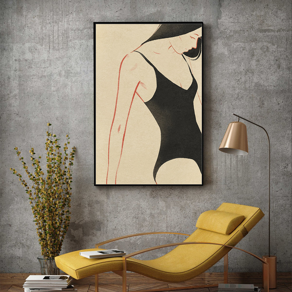 Minimalist Black Swimsuit- Chic And Elegant Canvas Wall Art