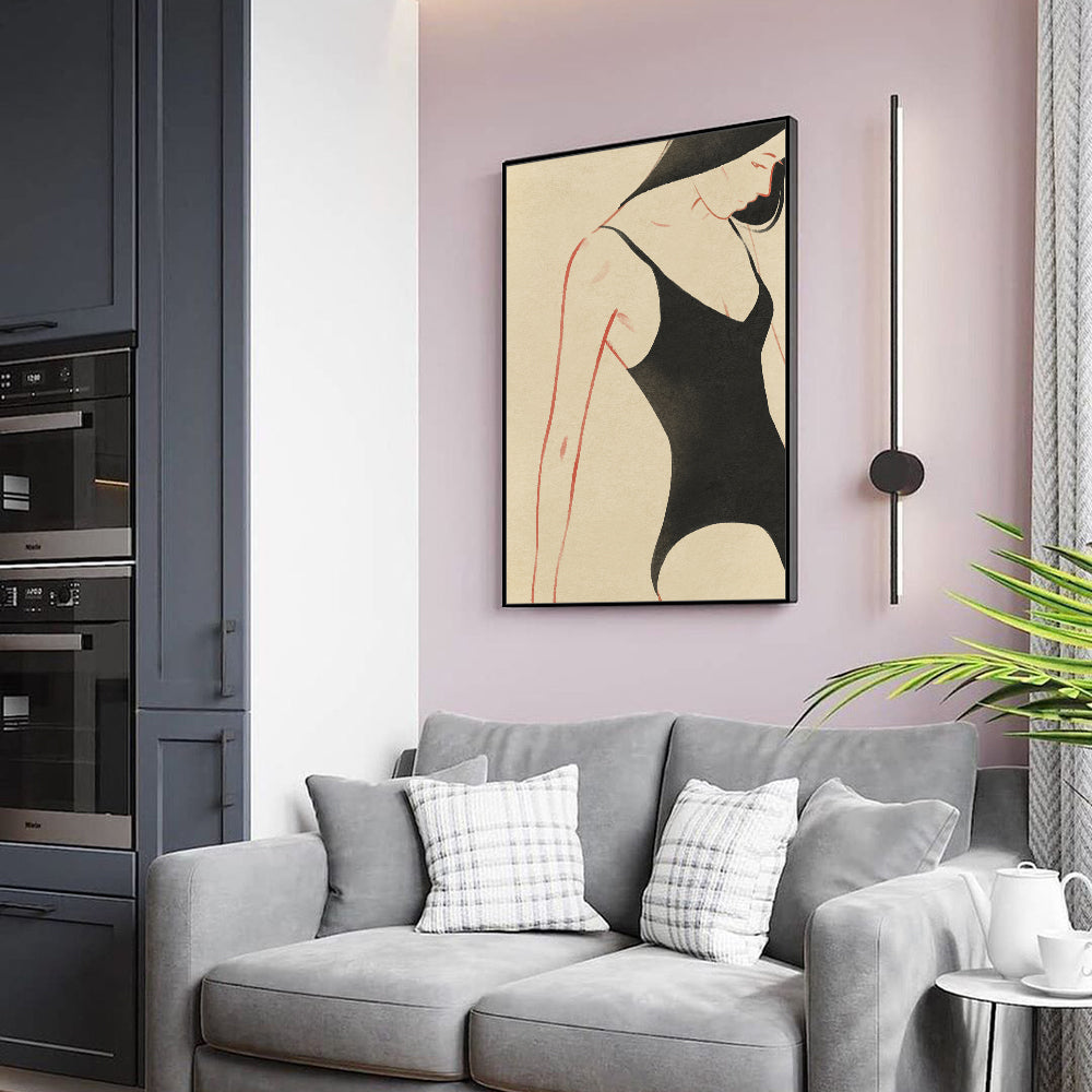 Minimalist Black Swimsuit- Chic And Elegant Canvas Wall Art