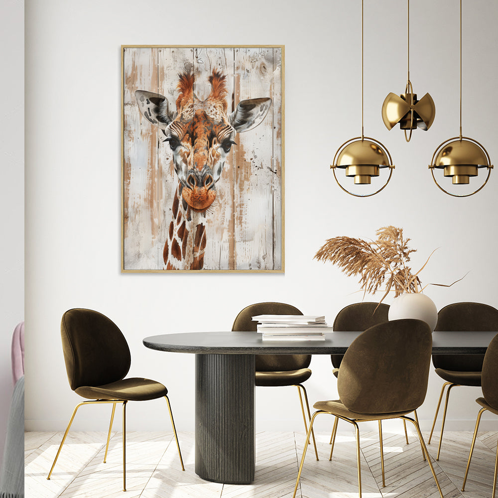 Rustic Giraffe Portrait Canvas Wall Art