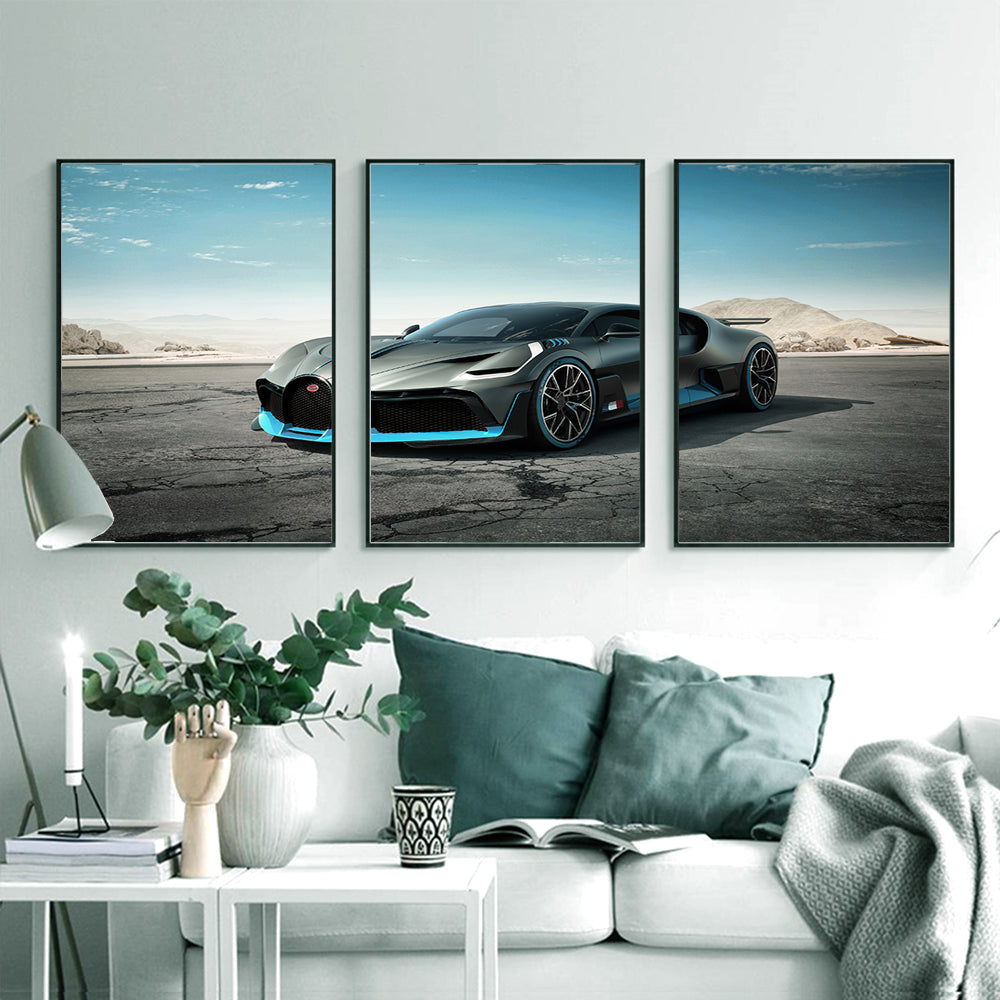 Supercar Desert Drive 3-Piece Canvas Wall Art