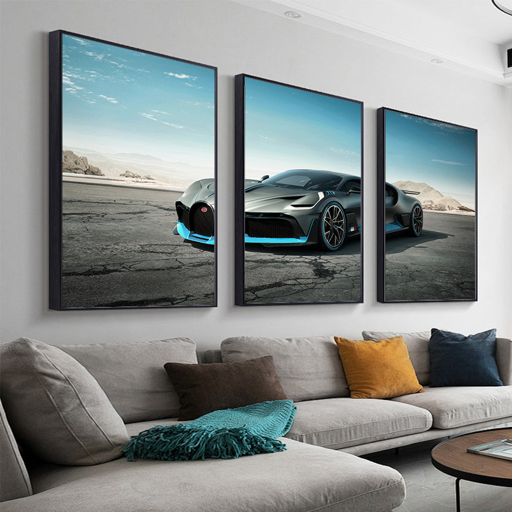 Supercar Desert Drive 3-Piece Canvas Wall Art