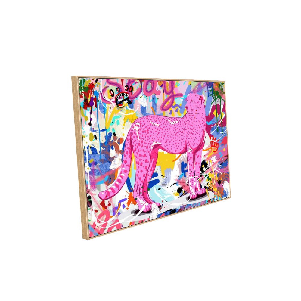 Bold Pink Cheetah Graffiti Canvas Wall Art – Urban Street Art Aesthetic
