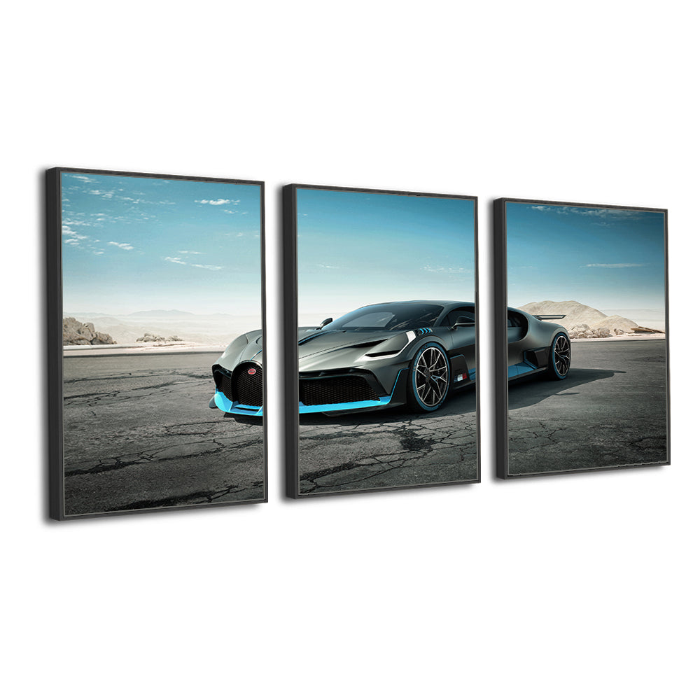 Supercar Desert Drive 3-Piece Canvas Wall Art