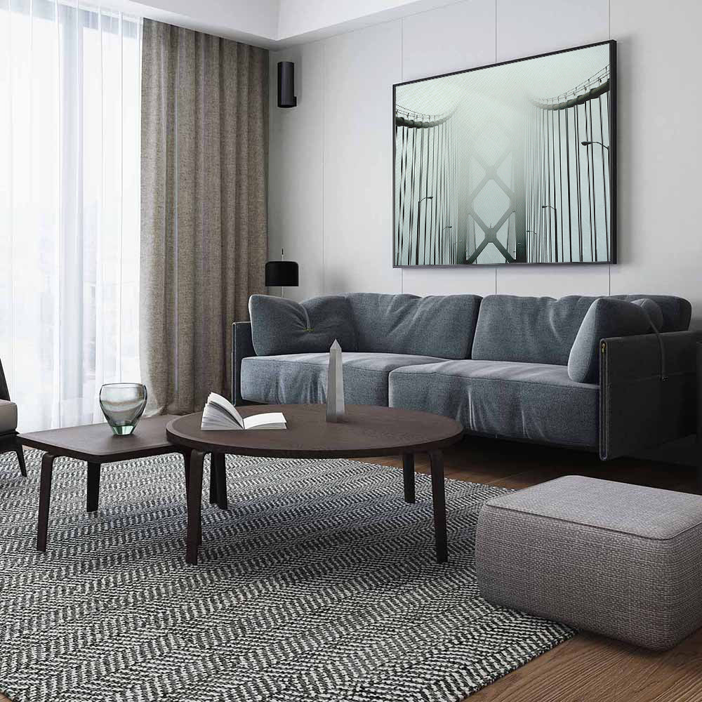 Misty Suspension Bridge Canvas Wall Art