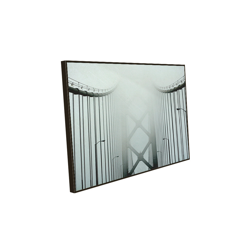 Misty Suspension Bridge Canvas Wall Art