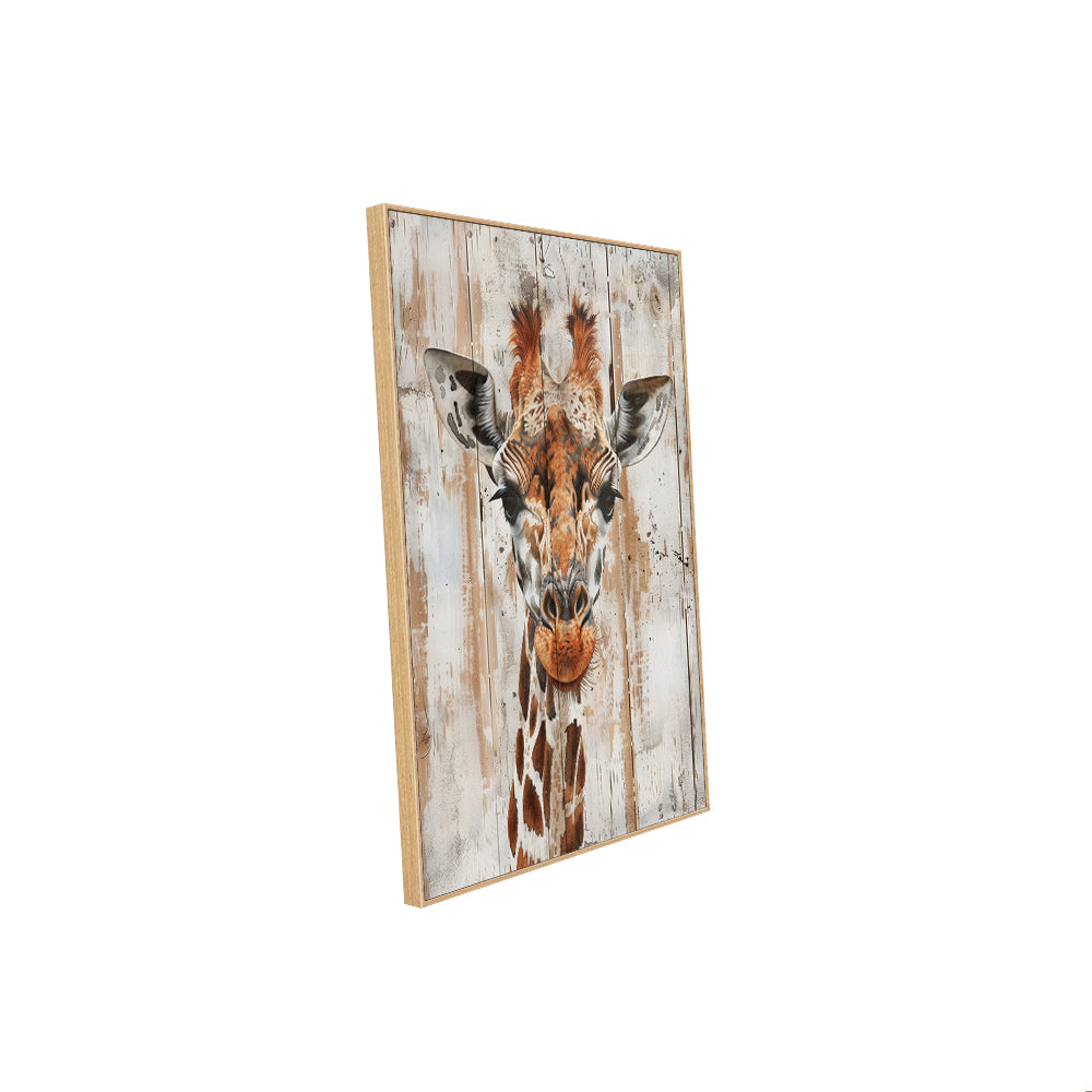 Rustic Giraffe Portrait Canvas Wall Art