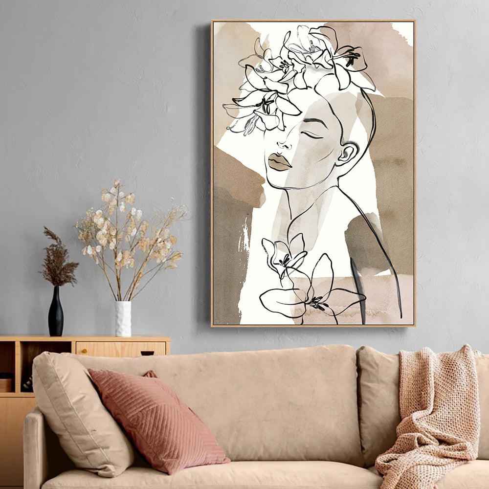 Graceful Floral Line Art Canvas Wall Art