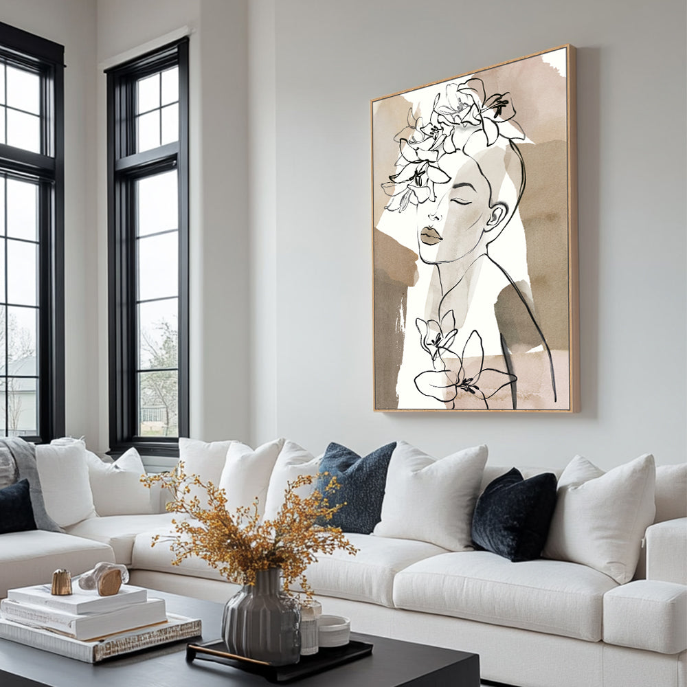 Graceful Floral Line Art Canvas Wall Art