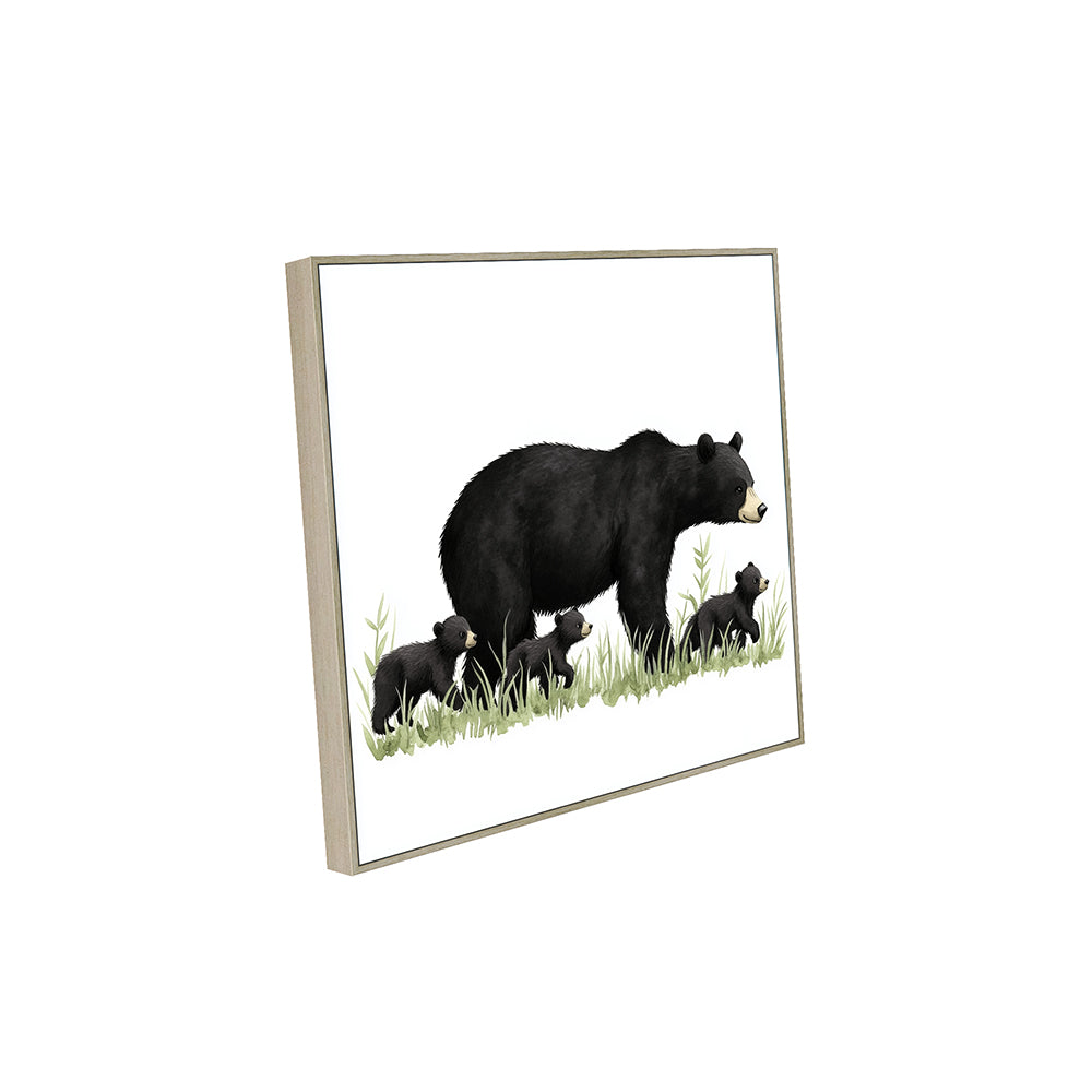 Mother Bear With Cubs Canvas Wall Art