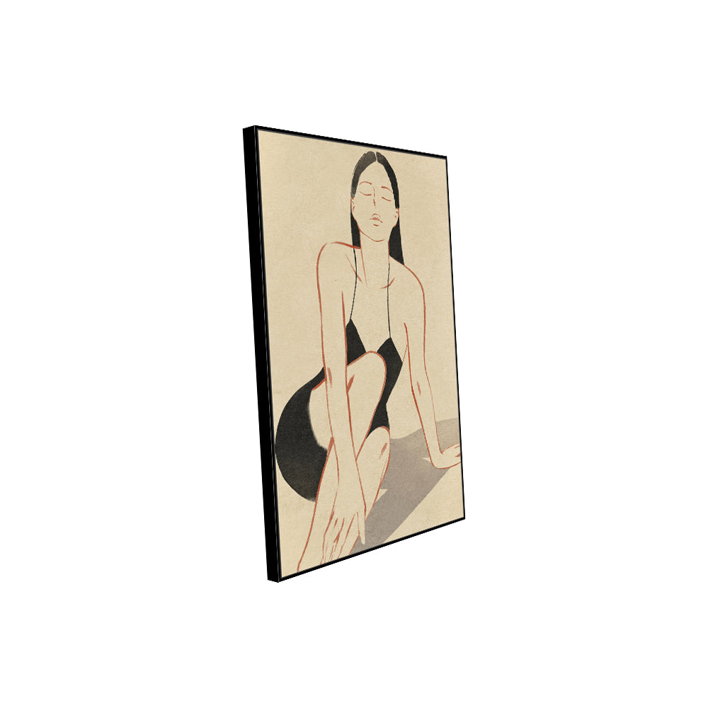 Elegant Black Swimsuit - Timeless Minimalism Canvas Wall Art