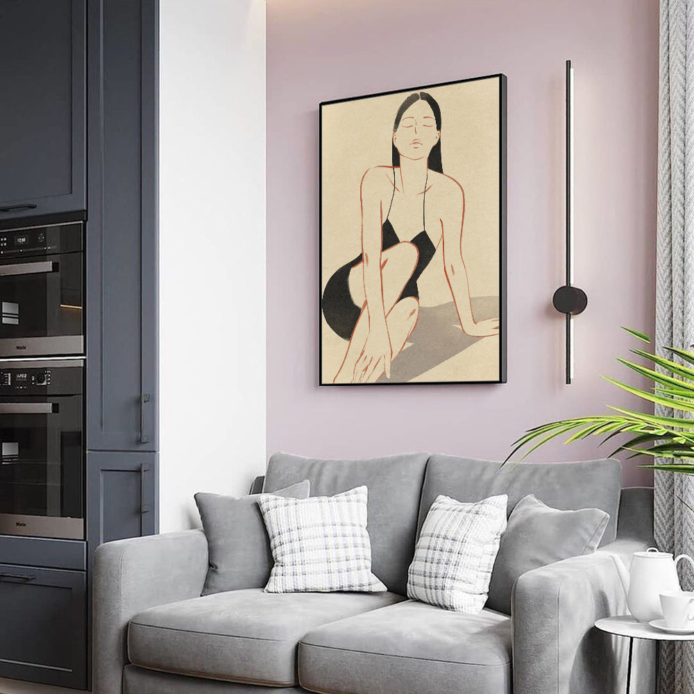 Elegant Black Swimsuit - Timeless Minimalism Canvas Wall Art