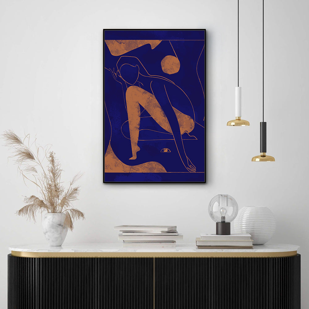Midnight Blue And Copper Canvas Wall Art