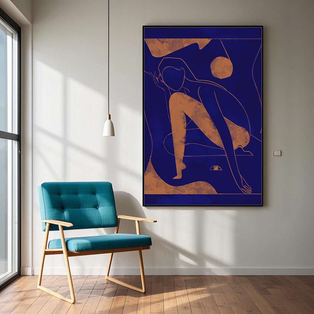 Midnight Blue And Copper Canvas Wall Art