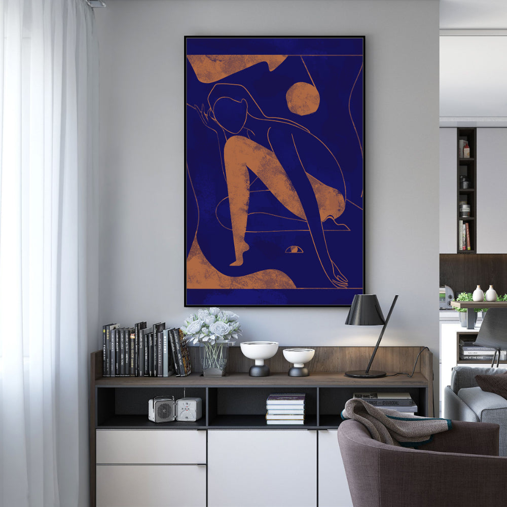 Midnight Blue And Copper Canvas Wall Art