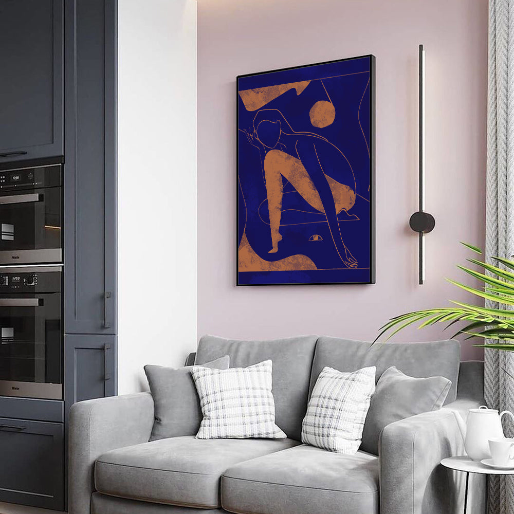 Midnight Blue And Copper Canvas Wall Art