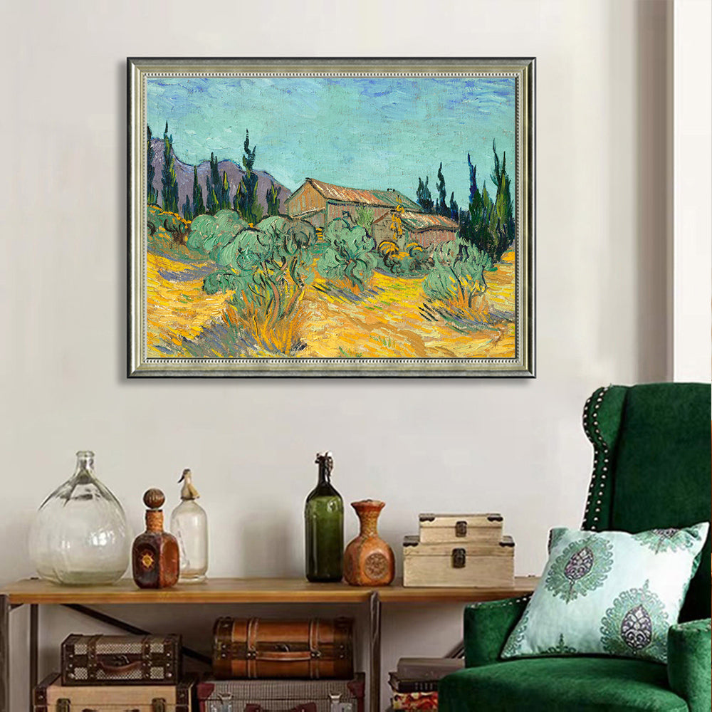 Vincent Van Gogh's "Wooden Cabins among the Olive Trees and Cypresses"