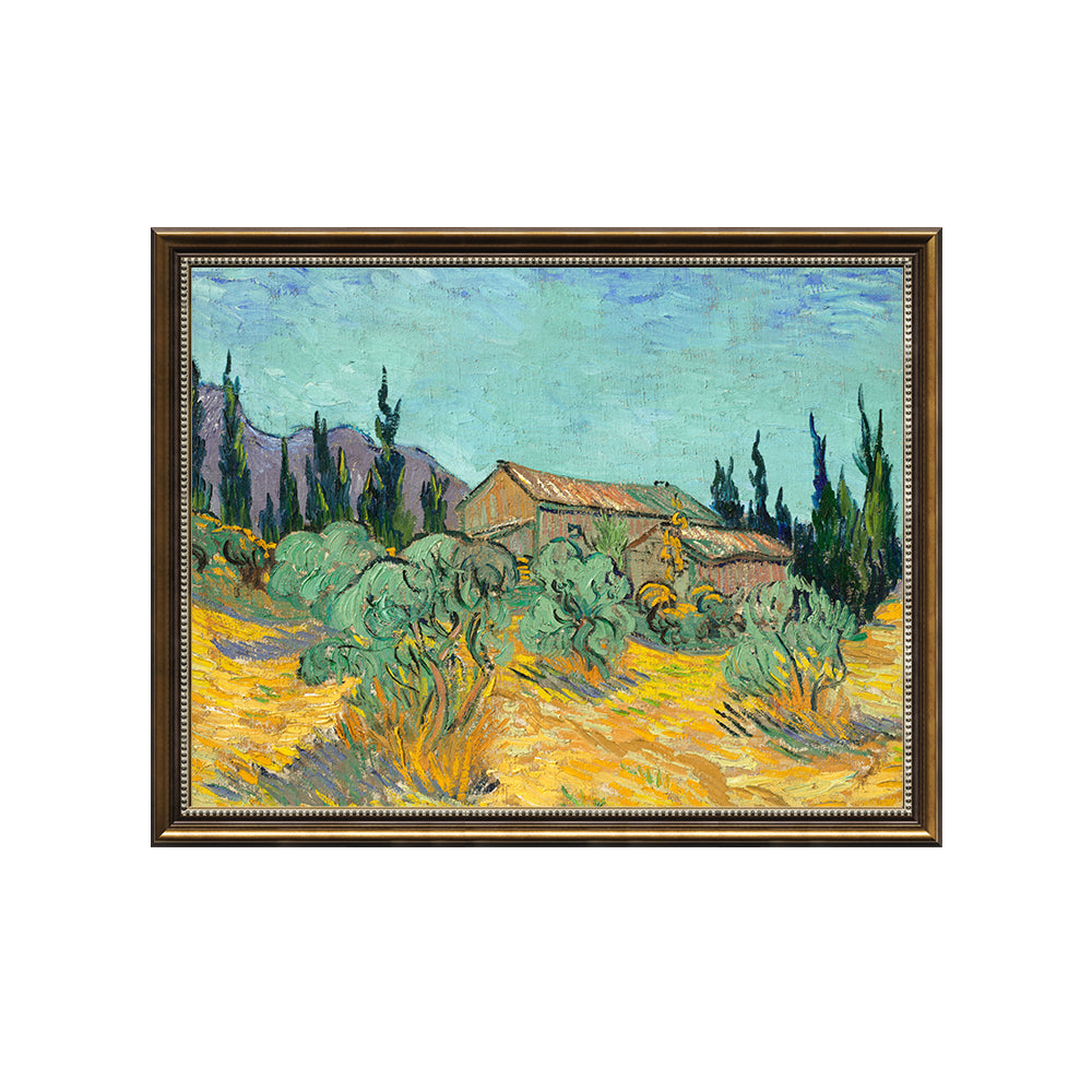 Vincent Van Gogh's "Wooden Cabins among the Olive Trees and Cypresses"