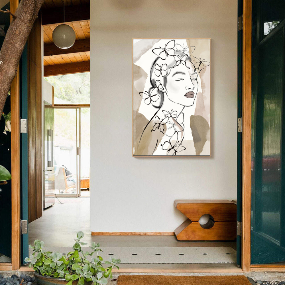 Butterfly Elegance Line Art Canvas Wall Art