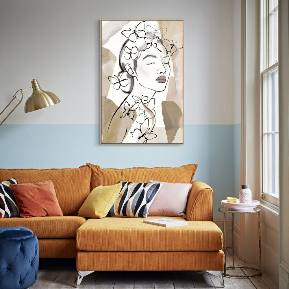 Butterfly Elegance Line Art Canvas Wall Art