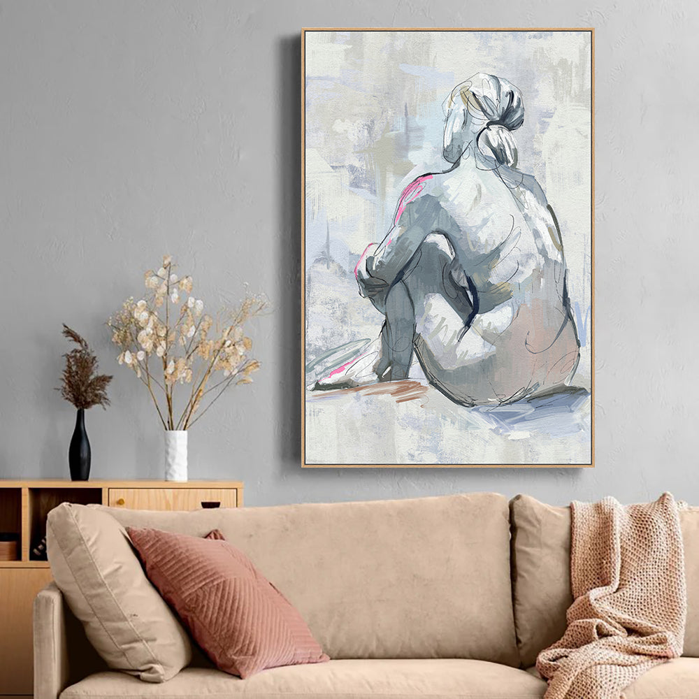 Contemplative Grace Minimalist Figurative Canvas Wall Art
