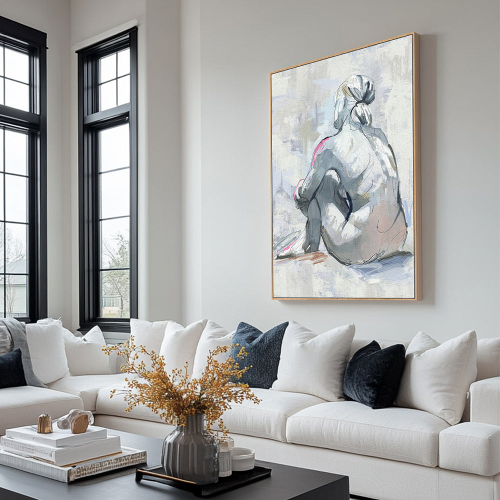 Contemplative Grace Minimalist Figurative Canvas Wall Art