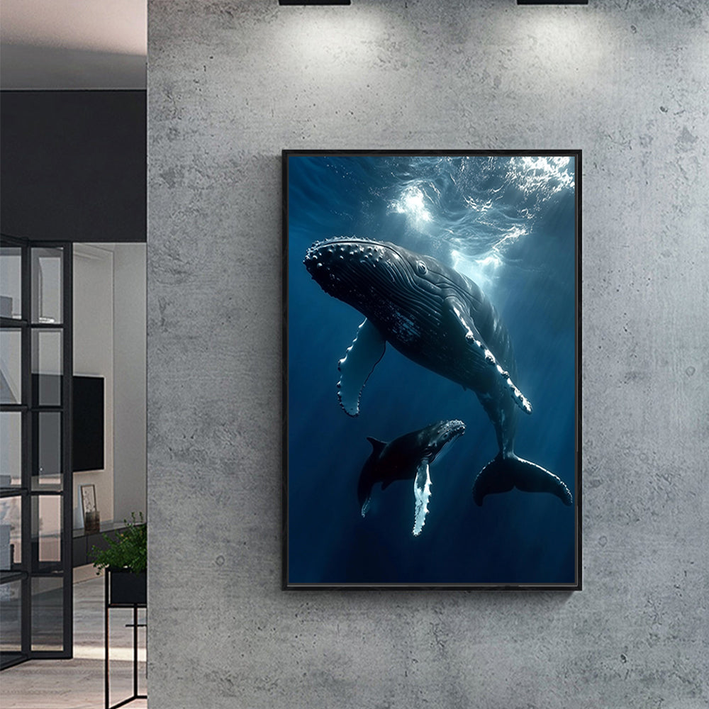 Majestic Whales Underwater Canvas Wall Art