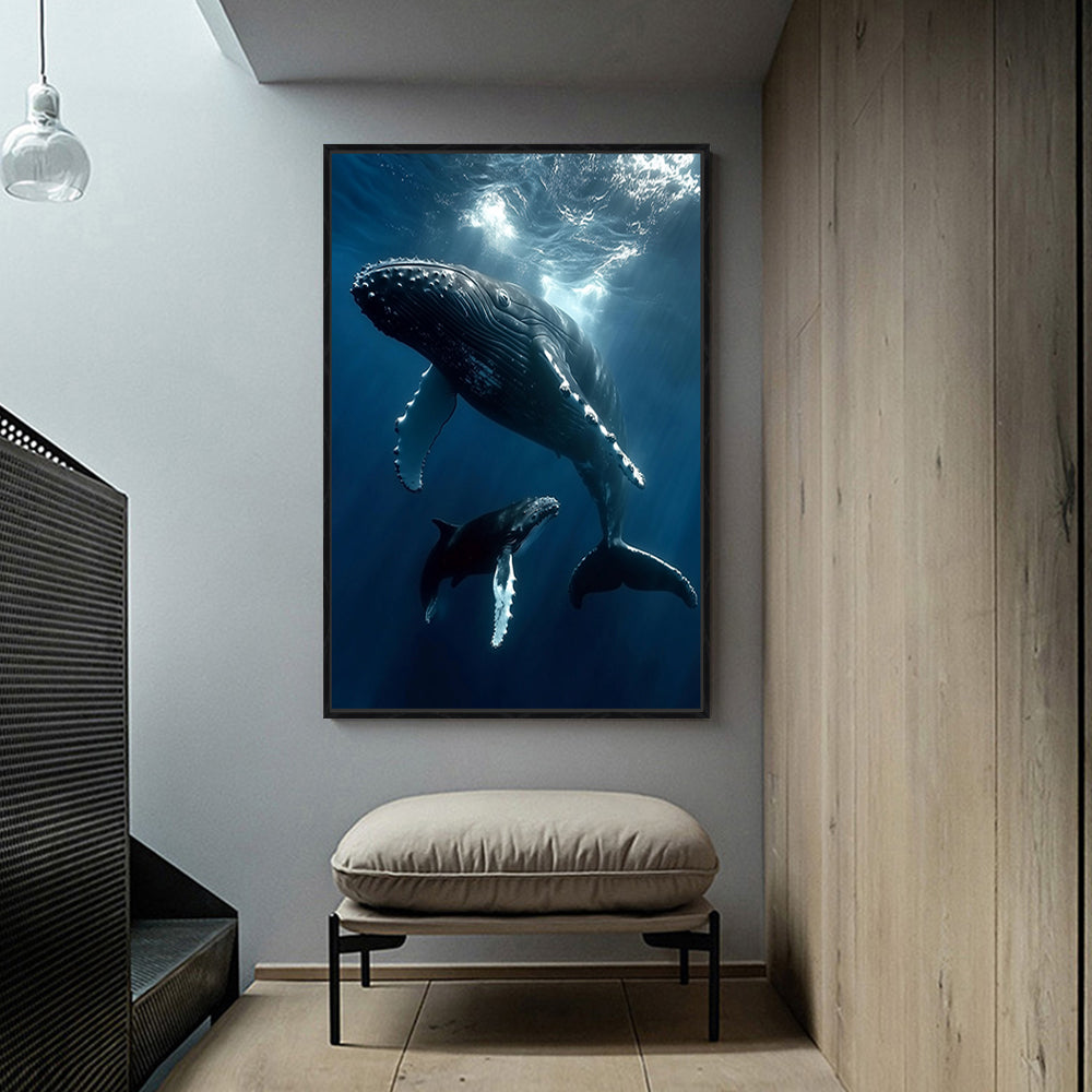 Majestic Whales Underwater Canvas Wall Art