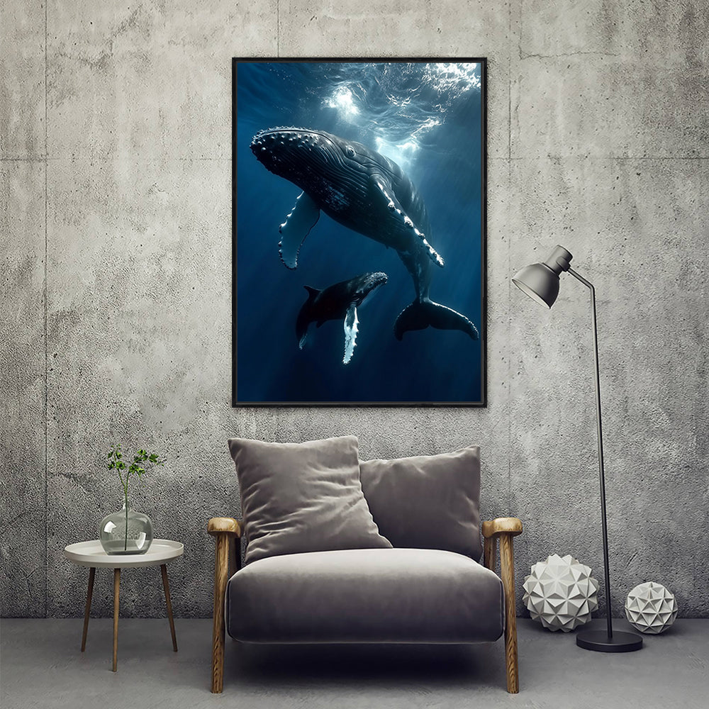 Majestic Whales Underwater Canvas Wall Art
