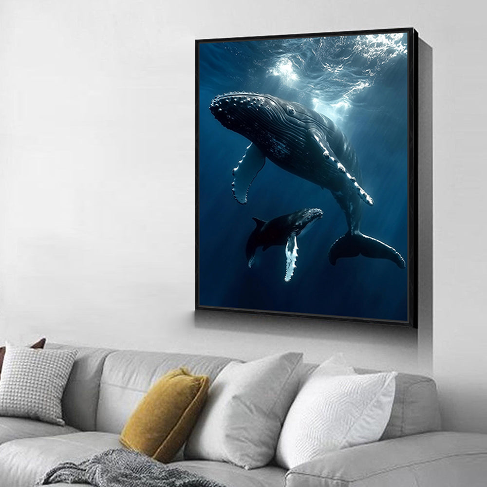 Majestic Whales Underwater Canvas Wall Art