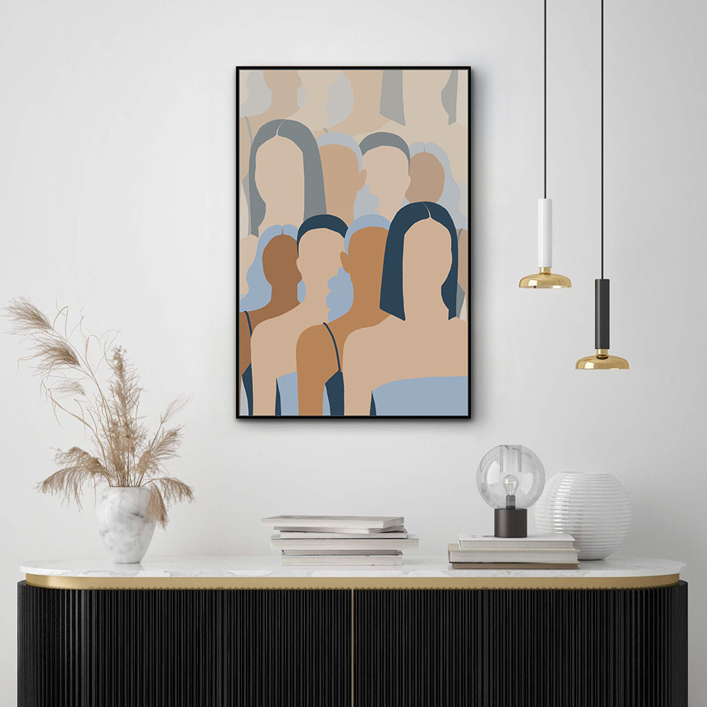 Contemporary Crowd Canvas Wall Art