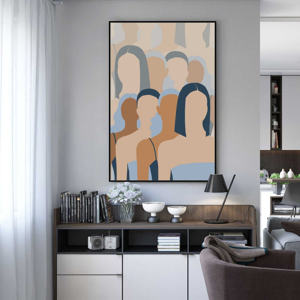 Contemporary Crowd Canvas Wall Art