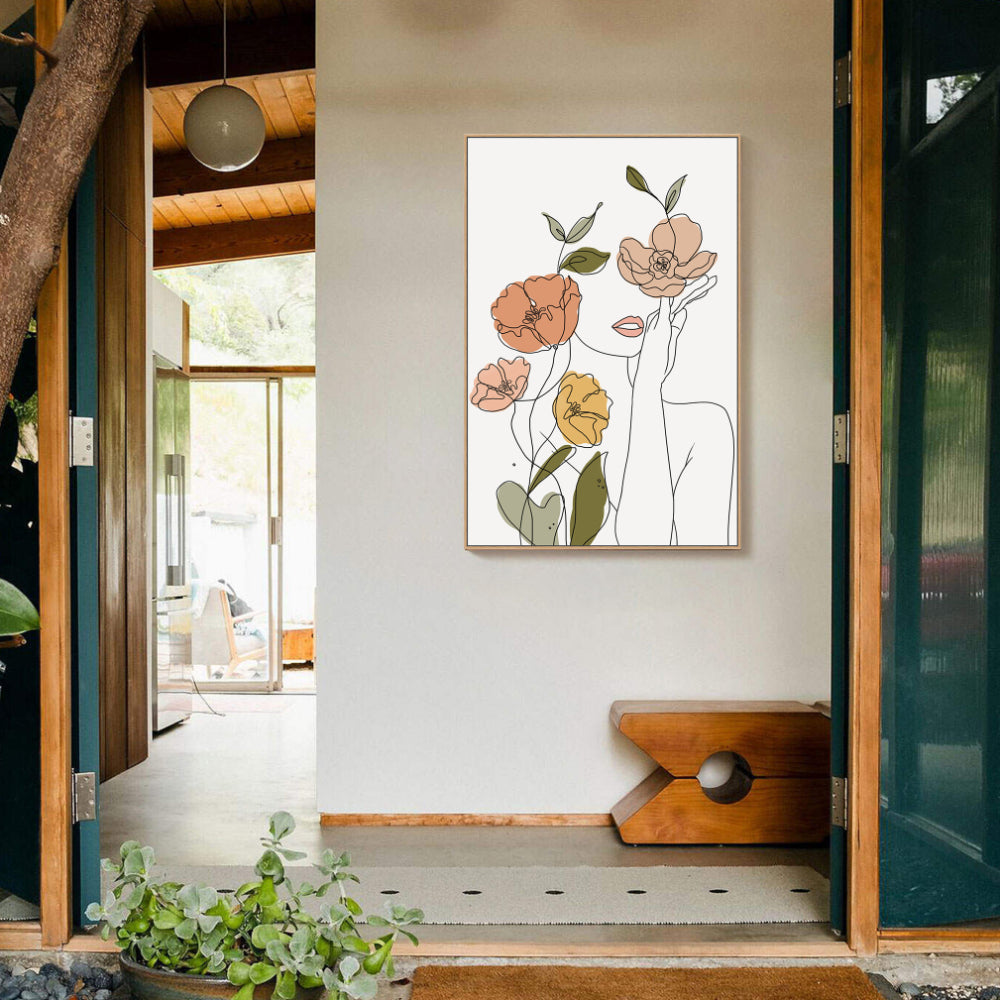 Floral Elegance Line Art Canvas Wall Art