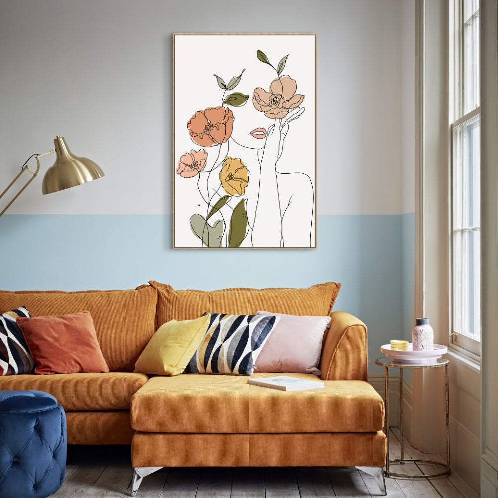 Floral Elegance Line Art Canvas Wall Art