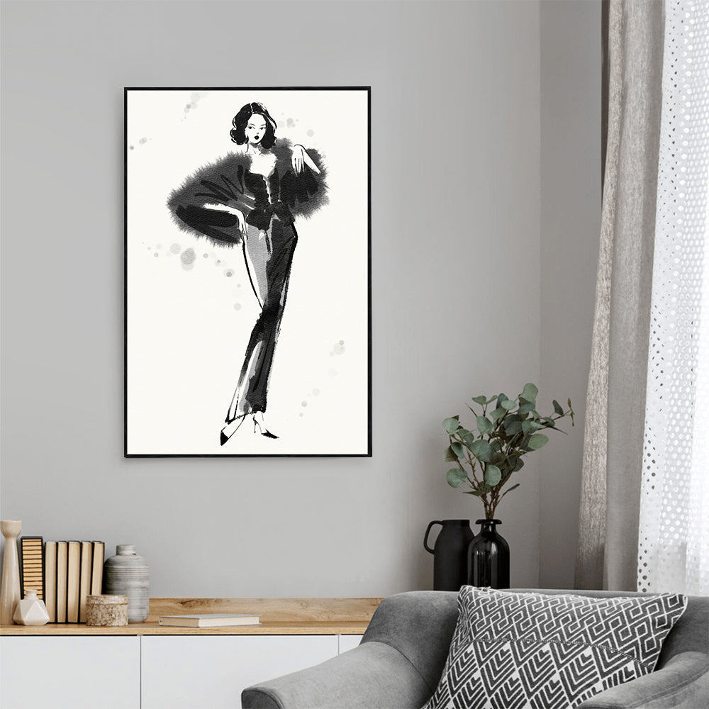 Elegant Fashion Icon Illustration Canvas Wall Art