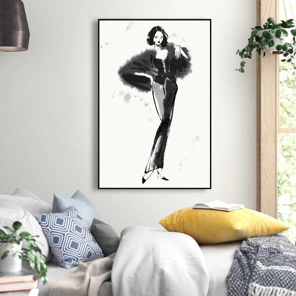 Elegant Fashion Icon Illustration Canvas Wall Art