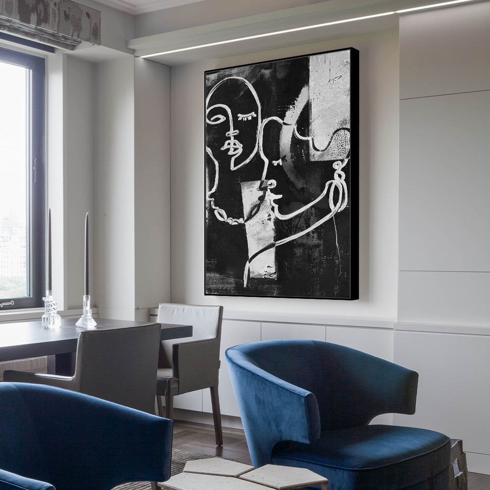 Abstract Monochrome Expression Canvas Wall Art