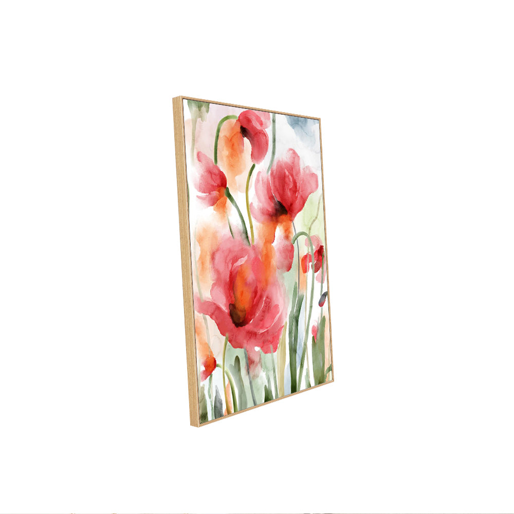 Elegant Red Poppy Watercolor – Floral Botanical Beauty Canvas Wall Art