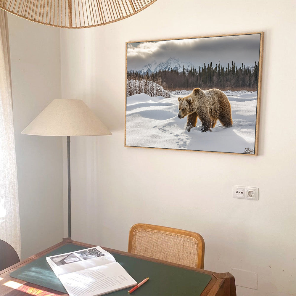 Grizzly's Winter Journey Canvas Wall Art