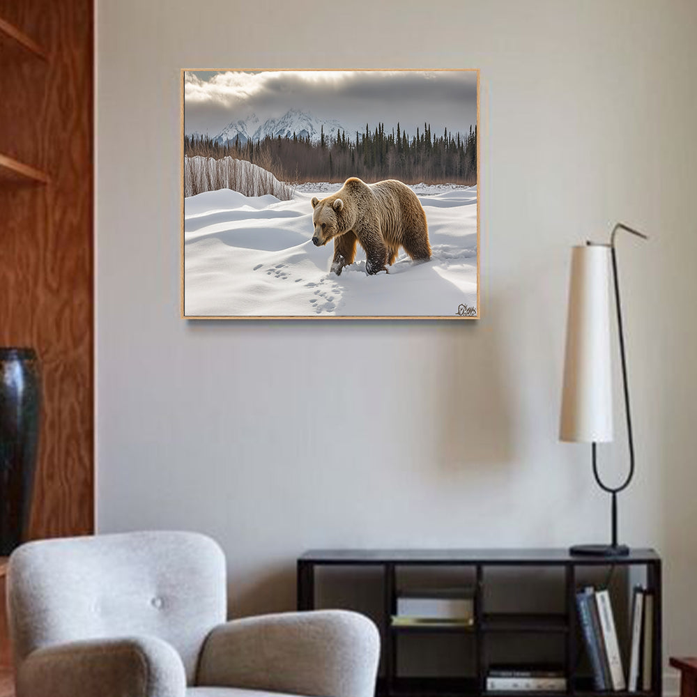 Grizzly's Winter Journey Canvas Wall Art