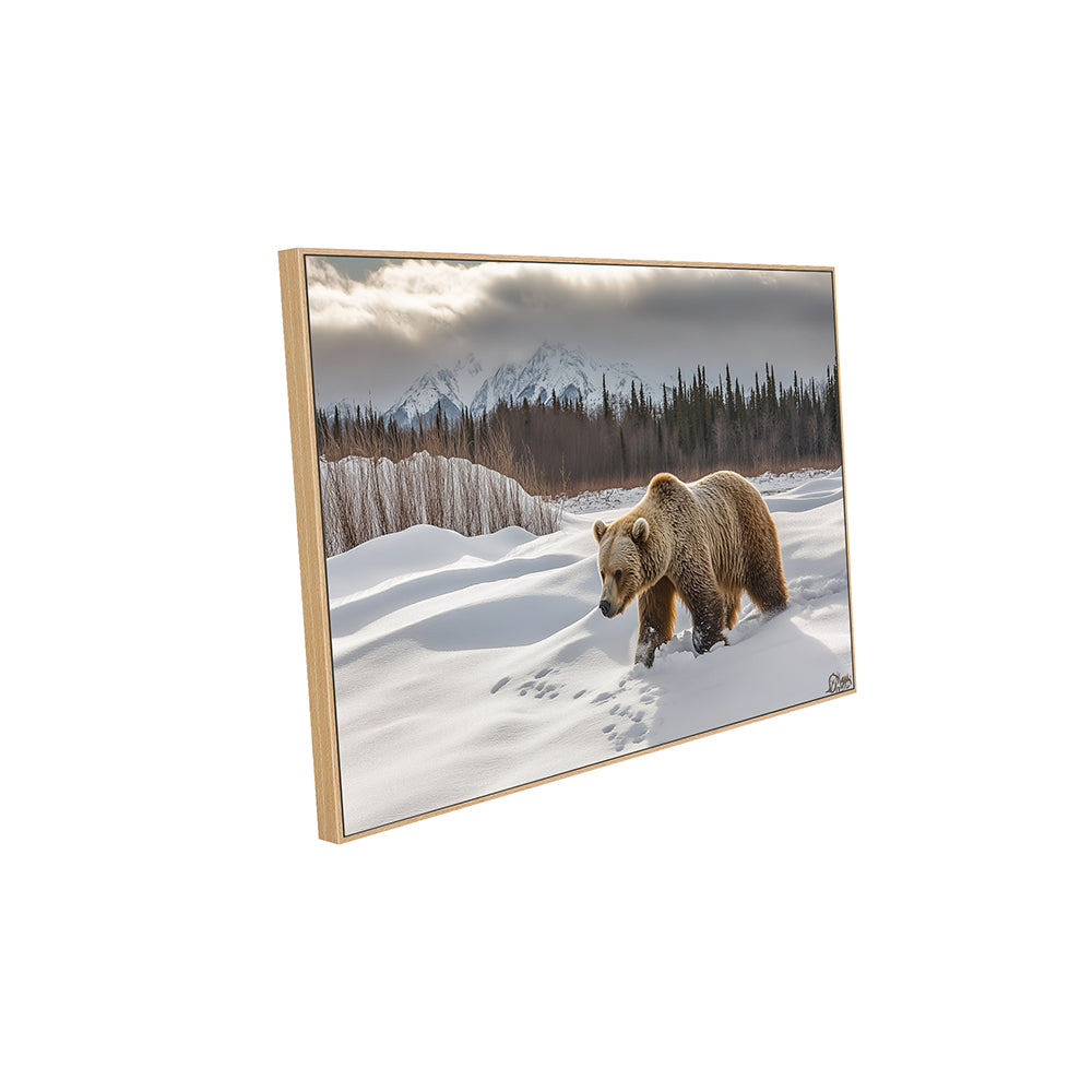 Grizzly's Winter Journey Canvas Wall Art