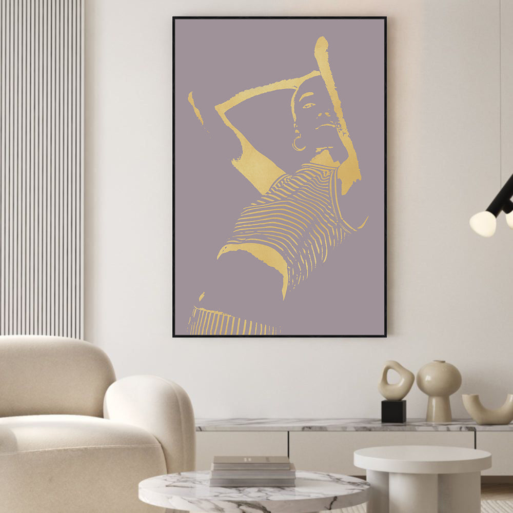 Contemporary Golden Silhouette Canvas Wall Art