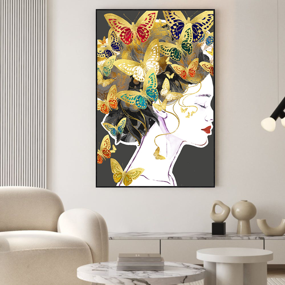 Golden Butterfly Elegance Canvas Wall Art