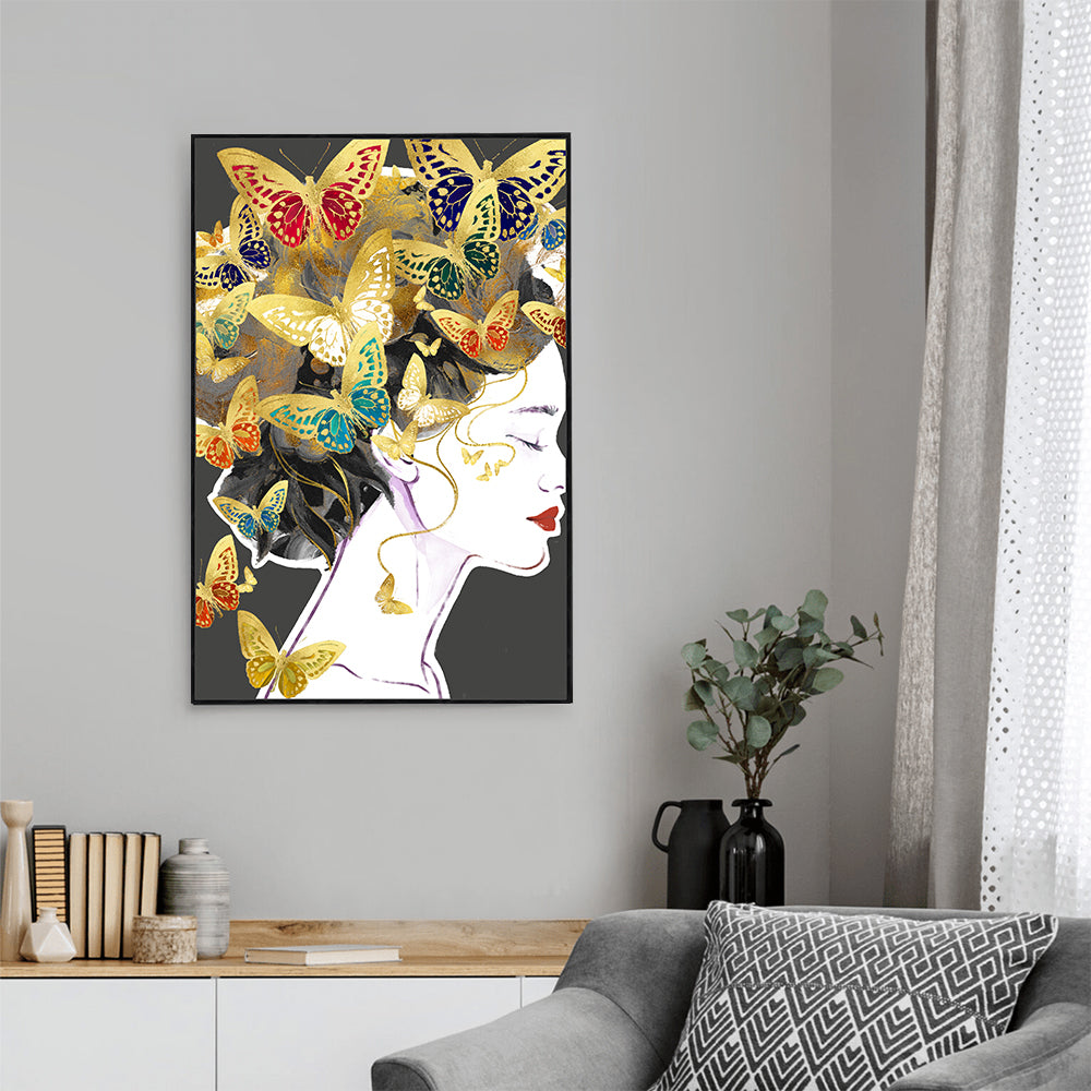 Golden Butterfly Elegance Canvas Wall Art
