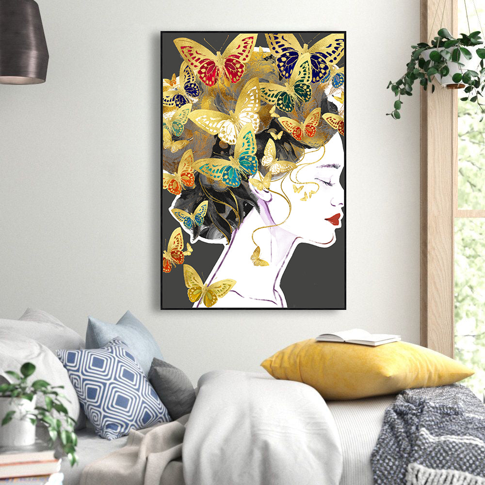 Golden Butterfly Elegance Canvas Wall Art