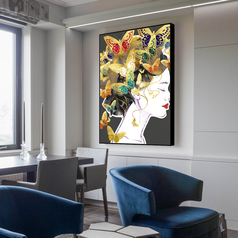 Golden Butterfly Elegance Canvas Wall Art